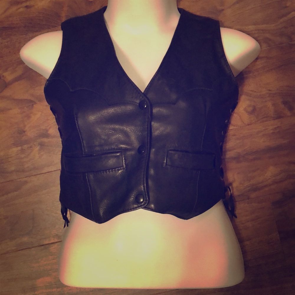 Leather riding vest